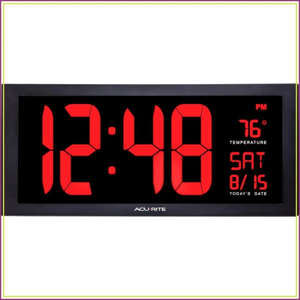 Large LED Clock with Indoor Temperature Display, 18-Inch Oversized Screen, Easy to Read from 200+ Feet, Wall Mount or Desk Stand, Power Adapter Included, Battery Backup
Large LED Clock with Indoor Temperature Display, 18-Inch Oversized Screen, Easy to Read from 200+ Feet, Wall Mount or Desk Stand, Power Adapter Included, Battery Backup