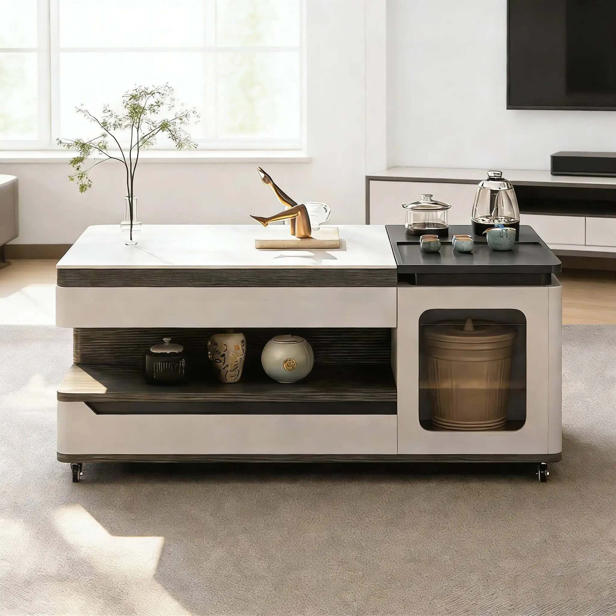 Multifunctional All-in-One Mobile Coffee Table with Hidden Storage Modern Living Room Center Tables with Casters Home Tea Table
Multifunctional All-in-One Mobile Coffee Table with Hidden Storage Modern Living Room Center Tables with Casters Home Tea Table