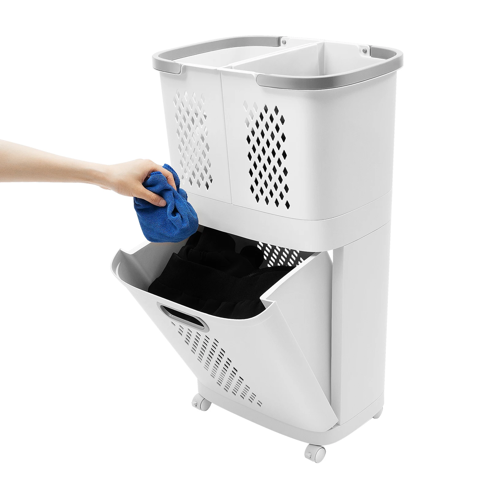 2-Layer Laundry Basket Storage Basket Layered Storage, Hollow Design Rectangular Clothes Storage Rack With Four Universal Wheels
2-Layer Laundry Basket Storage Basket Layered Storage, Hollow Design Rectangular Clothes Storage Rack With Four Universal Wheels