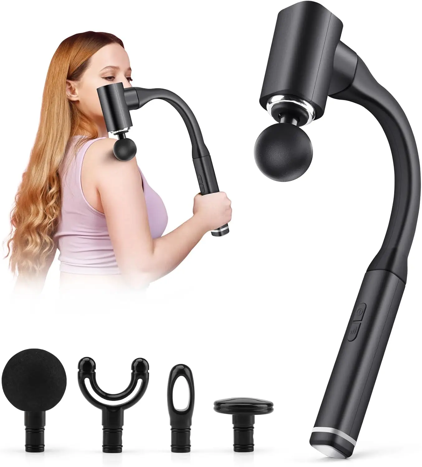 Massage Gun with 4 Heads, 5 Speeds, Upgraded Handle for Back, Neck & Waist Pain Relief
Massage Gun with 4 Heads, 5 Speeds, Upgraded Handle for Back, Neck & Waist Pain Relief