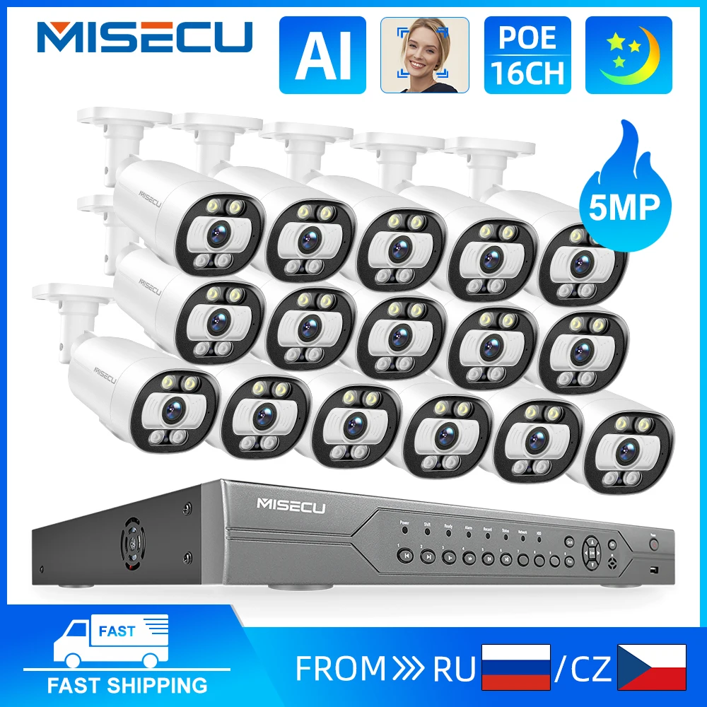 MISECU 16CH NVR 5MP Surveillance Cameras System 2-Way Audio Outdoor Waterproof IP Security Camera Kit NVR Set P2P
MISECU 16CH NVR 5MP Surveillance Cameras System 2-Way Audio Outdoor Waterproof IP Security Camera Kit NVR Set P2P