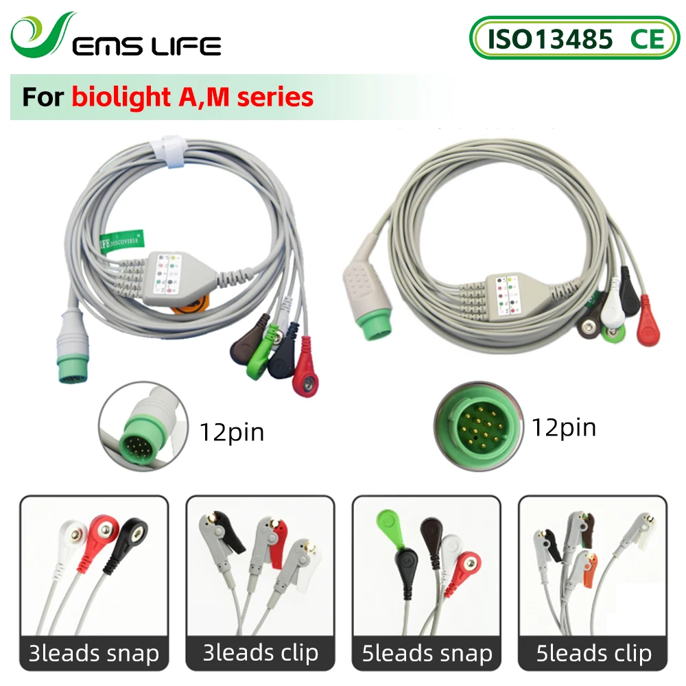 ecg cable with 3leads snap and 12pin square connector for 13iolight A/S-series paitent monitor
ecg cable with 3leads snap and 12pin square connector for 13iolight A/S-series paitent monitor