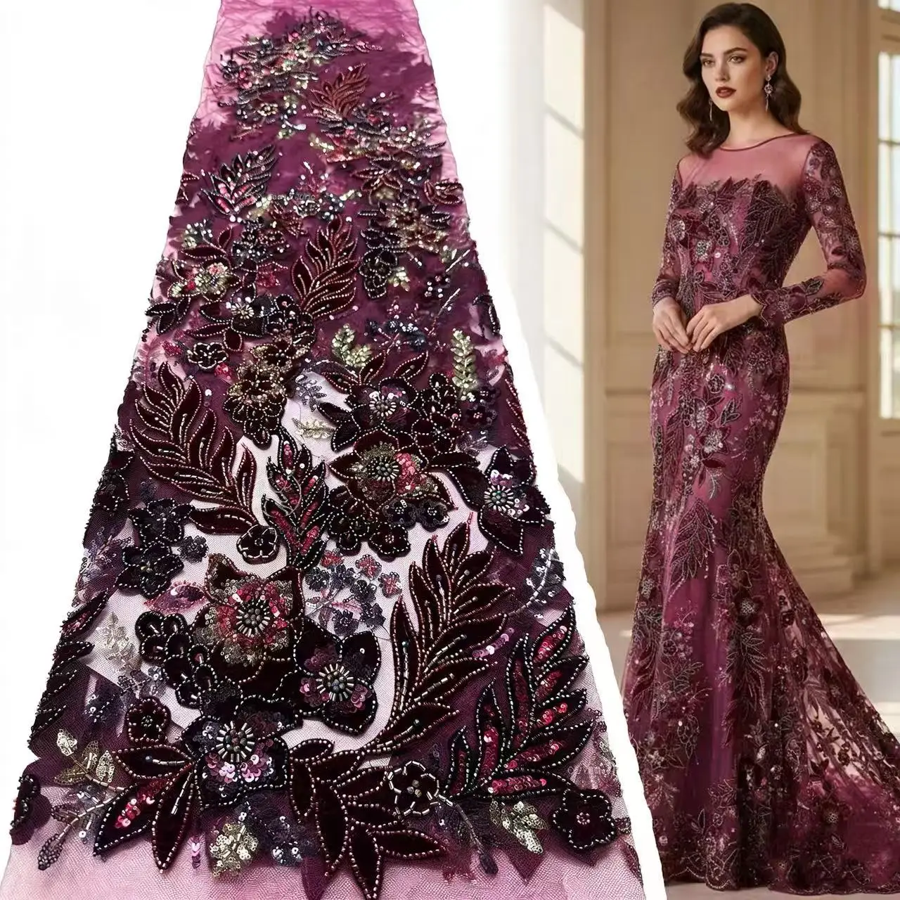 Fashion African Groom Embroidered Velvet Beaded Lace Fabric French Nigerian Sequin Lace Fabric for Wedding Dresses Gowns Sewing
Fashion African Groom Embroidered Velvet Beaded Lace Fabric French Nigerian Sequin Lace Fabric for Wedding Dresses Gowns Sewing