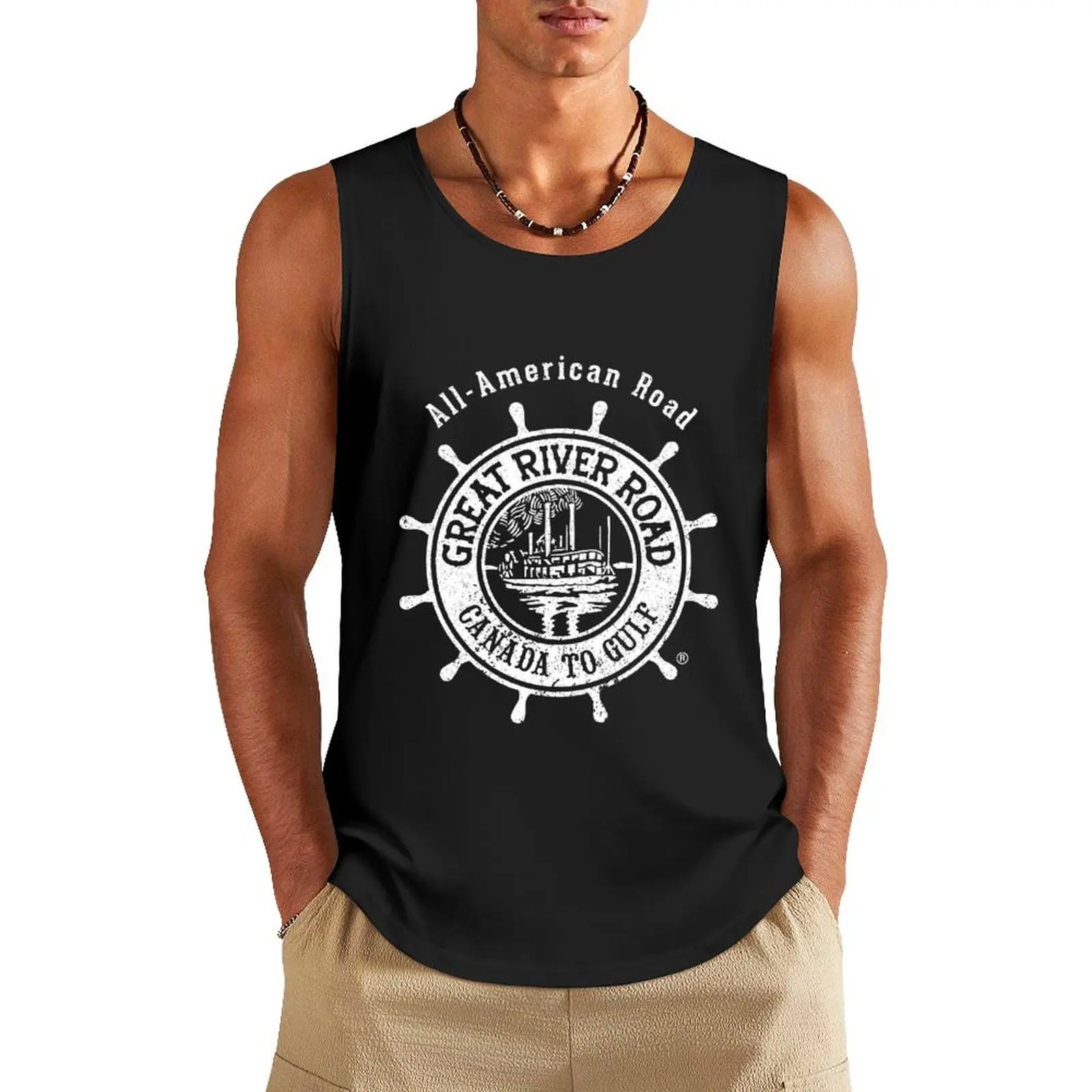 Paddle Wheel - Distressed Logo - White Tank Top man vest Short sleeve man sexycostume
Paddle Wheel - Distressed Logo - White Tank Top man vest Short sleeve man sexycostume