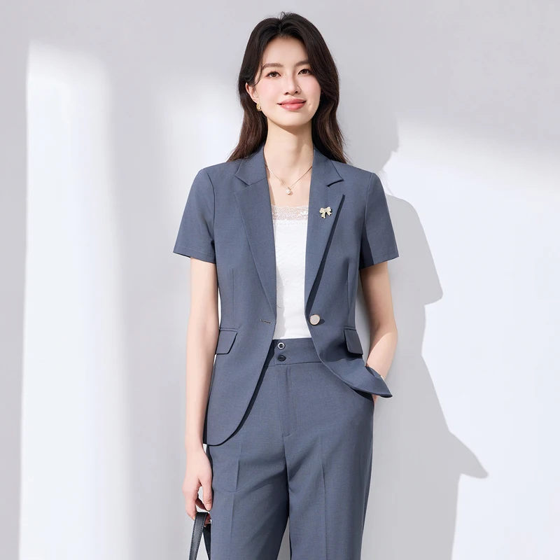 High-End Gray Short-Sleeved Women's Business Suit Set with Pants Professional Summer 2026 Suitable for Lawyers And Teac
High-End Gray Short-Sleeved Women's Business Suit Set with Pants Professional Summer 2026 Suitable for Lawyers And Teac