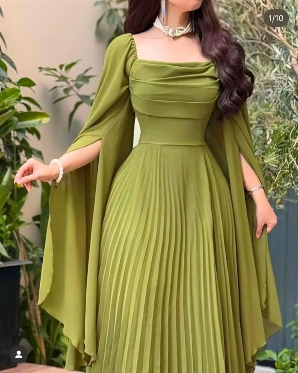 Customized Evening Dress Simple Green Square Collar Off the Shoulder Long Sleeves Prom Gowns See Through Chiffon Party Dresses
Customized Evening Dress Simple Green Square Collar Off the Shoulder Long Sleeves Prom Gowns See Through Chiffon Party Dresses