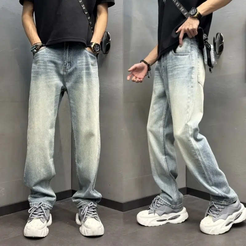 Luxury Man Brand 2026 Loose Retro Micro-wide Washed Jeans Men's Straight Casual Versatile Trendy High Street Light Blue Trousers
Luxury Man Brand 2026 Loose Retro Micro-wide Washed Jeans Men's Straight Casual Versatile Trendy High Street Light Blue Trousers