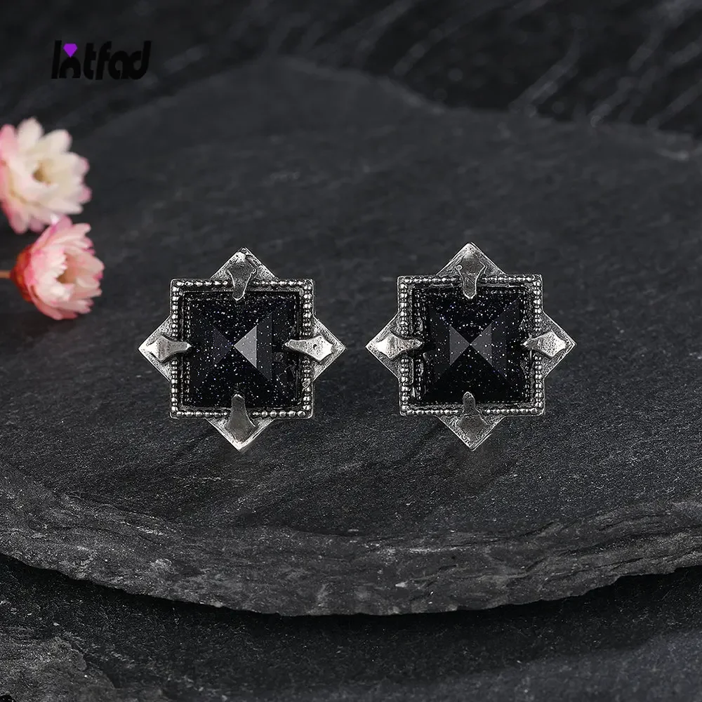 Natural Blue Sandstone Retro 925 Silver Earring Pyramid Shaped 10*10MM Square Bluesand Stub Earrings for Women
Natural Blue Sandstone Retro 925 Silver Earring Pyramid Shaped 10*10MM Square Bluesand Stub Earrings for Women