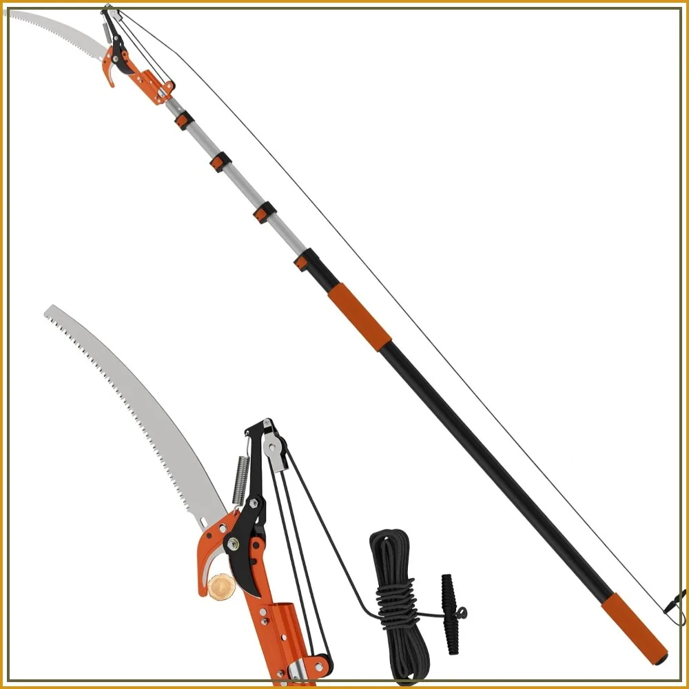 26FT Reach Tree Trimmer, Manual Pole Saw with 5-20FT Extension Pole, Tree Pruner Extendable for High Branch Trimming
26FT Reach Tree Trimmer, Manual Pole Saw with 5-20FT Extension Pole, Tree Pruner Extendable for High Branch Trimming