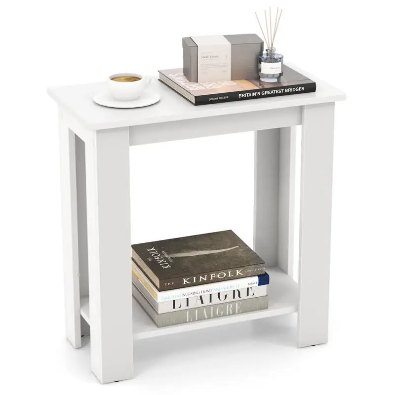 2-Tier Modern Compact End Table with Storage Shelf-White
2-Tier Modern Compact End Table with Storage Shelf-White