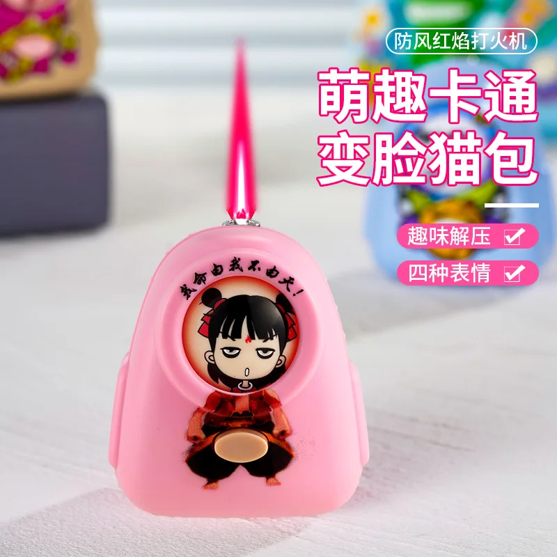 New Nezha Face Changing Rotating Straight Red Flame Windproof Lighter Parody Prank Cool Play Butane Inflatable Lighter
New Nezha Face Changing Rotating Straight Red Flame Windproof Lighter Parody Prank Cool Play Butane Inflatable Lighter