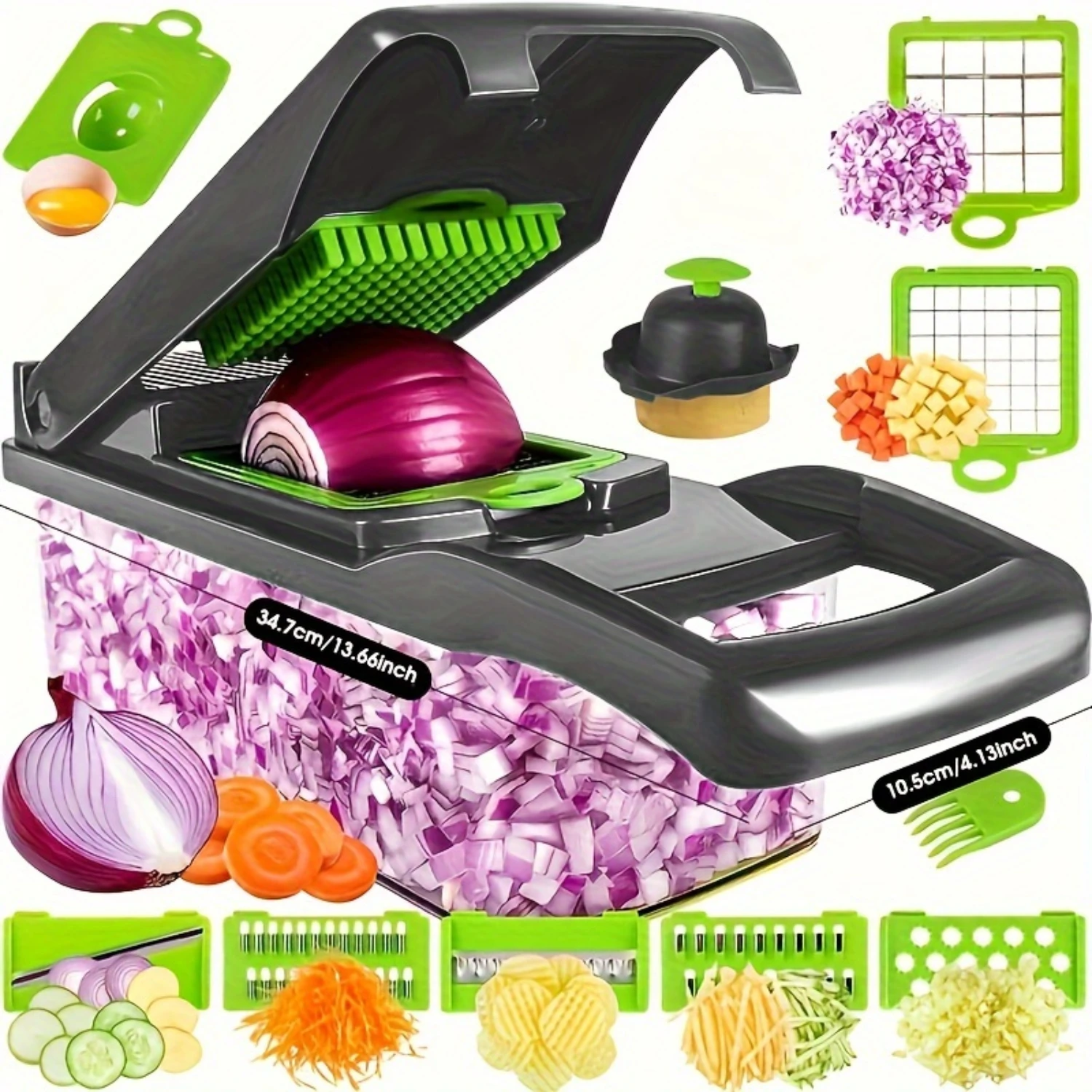 14 in 1 versatile easy vegetable chopper, onion slicer and dicing machine versatile perfect for slicing potatoes, tomatoes, cucu
14 in 1 versatile easy vegetable chopper, onion slicer and dicing machine versatile perfect for slicing potatoes, tomatoes, cucu