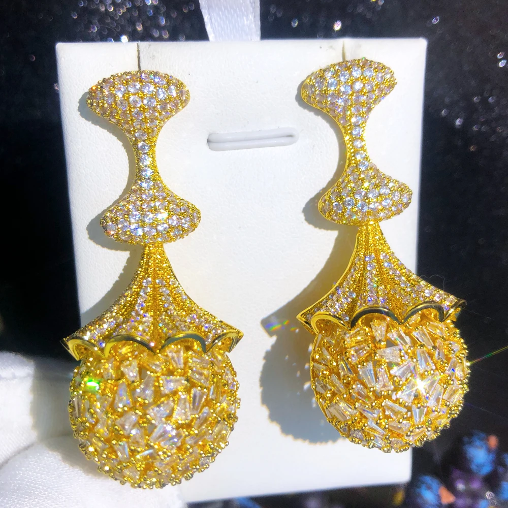 Missvikki Luxury DUBAI Big Dangle Earrings Shiny Cubic Zircon Drop Earring For Bridal Wedding Party Accessories High Quality
Missvikki Luxury DUBAI Big Dangle Earrings Shiny Cubic Zircon Drop Earring For Bridal Wedding Party Accessories High Quality