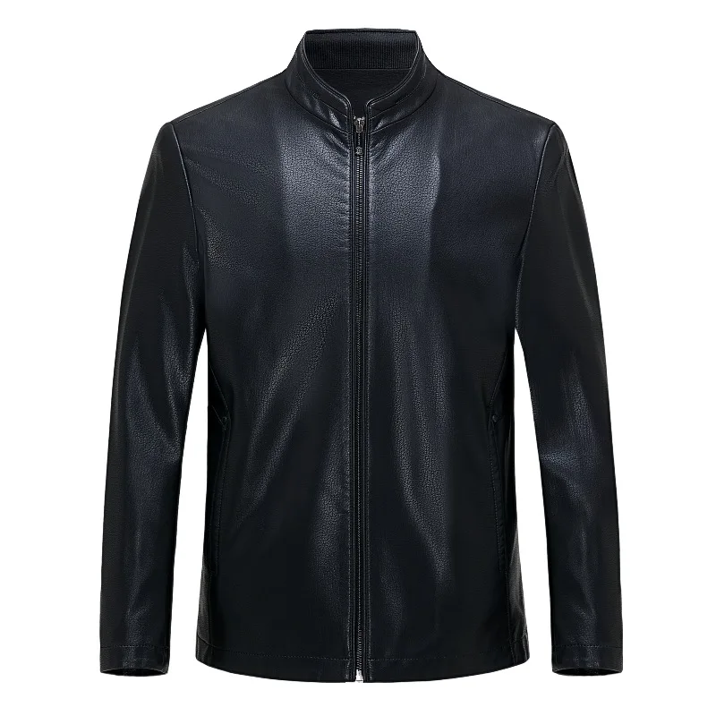 Мужская кожаная куртка Haining весна-осень плюс бархатная кожаная куртка с воротником-стойкой, кожаное пальто, верх 
Мужская кожаная куртка Haining весна-осень плюс бархатная кожаная куртка с воротником-стойкой, кожаное пальто, верх