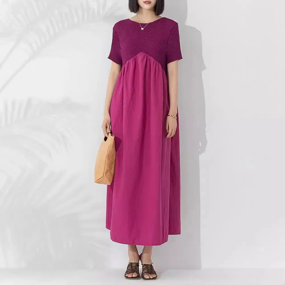 Женское платье Miyake Pleated Fashion, свободное, большого размера, с круглым вырезом, короткими рукавами, большие качели
Женское платье Miyake Pleated Fashion, свободное, большого размера, с круглым вырезом, короткими рукавами, большие качели