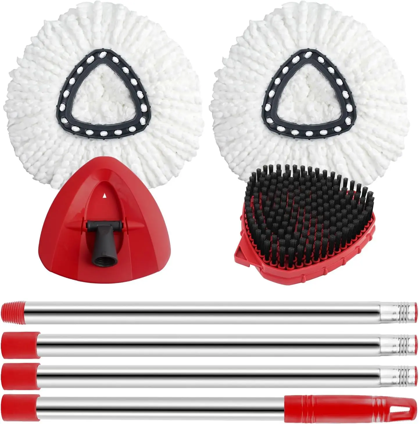 Spin Mop Replacement Heads & Handle, 2 Microfiber Pads, 58" Pole, Scrub Brush, Base, Compatible with 1 Tank System
Spin Mop Replacement Heads & Handle, 2 Microfiber Pads, 58" Pole, Scrub Brush, Base, Compatible with 1 Tank System