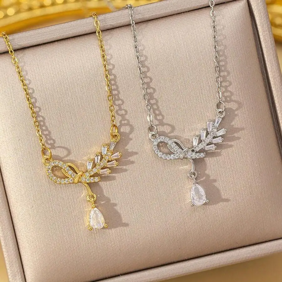 Elegant bowknot wheat grain necklace for women — light luxury design, versatile for weddings parties holidays, sophisticated dai
Elegant bowknot wheat grain necklace for women — light luxury design, versatile for weddings parties holidays, sophisticated dai
