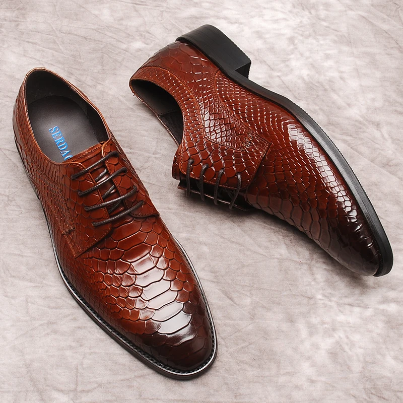 Crocodile Pattern Mens Dress Shoes Genuine Leather Men's oxford Shoe Black Burgundy Lace Up Square Toe Wedding Formal Shoes Men
Crocodile Pattern Mens Dress Shoes Genuine Leather Men's oxford Shoe Black Burgundy Lace Up Square Toe Wedding Formal Shoes Men