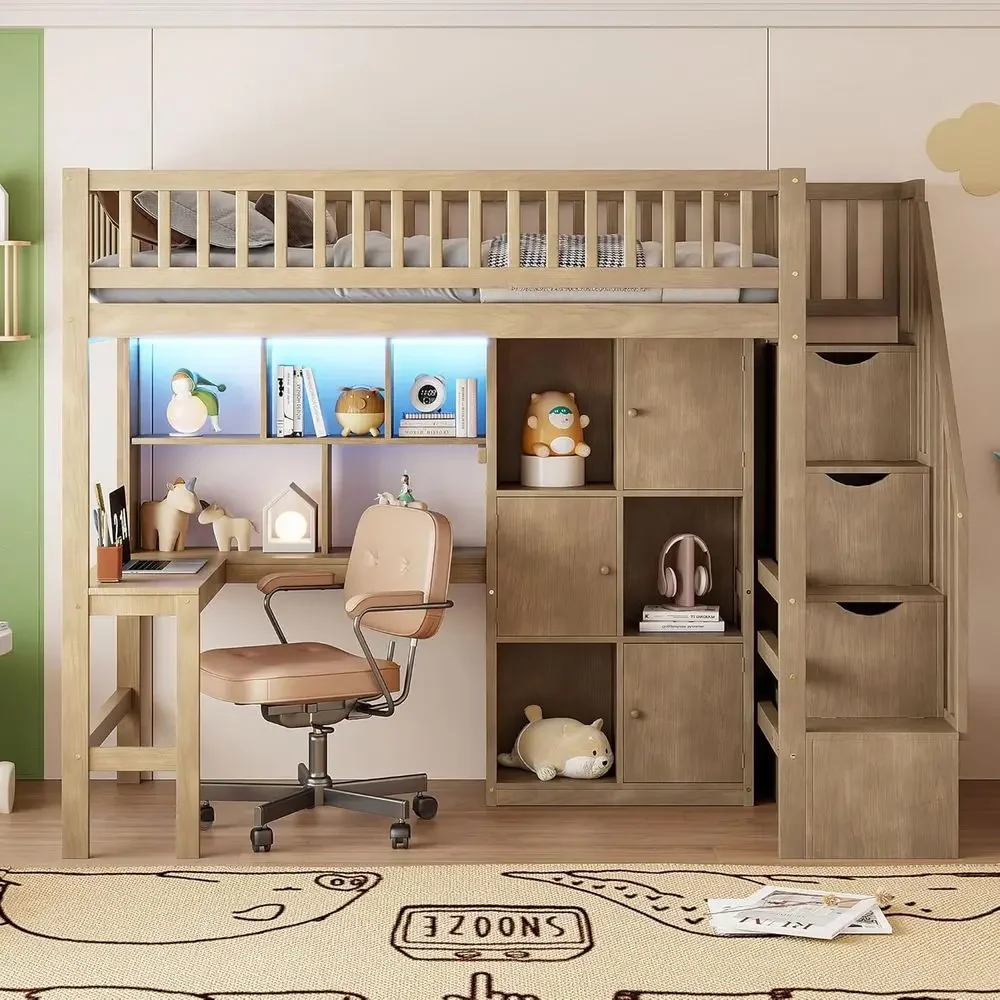 Special OfferWalnut Twin Lot Bed With Built-in L-Shaped Desk & Staircase LED Lights Shelves & 6 Cabiull Guardrail Or Teens Colle
Special OfferWalnut Twin Lot Bed With Built-in L-Shaped Desk & Staircase LED Lights Shelves & 6 Cabiull Guardrail Or Teens Colle