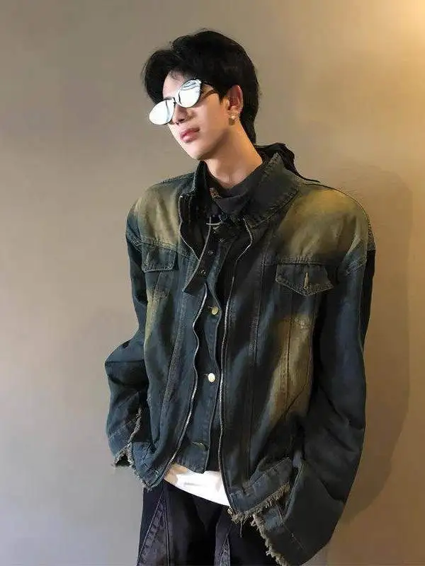 Cleanfit Men's ort Waed Denim Jaet American Sle Frayed Design Double Button Stand Collar Workwear Jaet Spring Youth...
Cleanfit Men's ort Waed Denim Jaet American Sle Frayed Design Double Button Stand Collar Workwear Jaet Spring Youth...