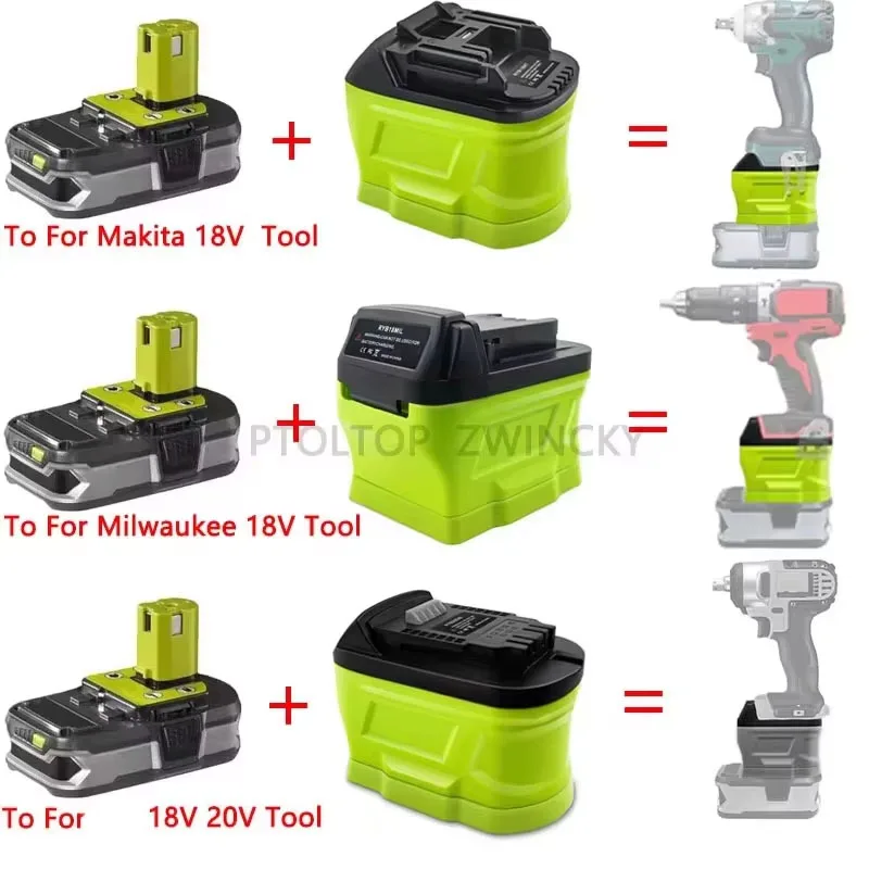 Battery Adapter Converter For Ryobi 18V Battery Convert to For Dewalt/Makita/Milwaukee 18V 20V Li-ion Battery Power Tools Use
Battery Adapter Converter For Ryobi 18V Battery Convert to For Dewalt/Makita/Milwaukee 18V 20V Li-ion Battery Power Tools Use