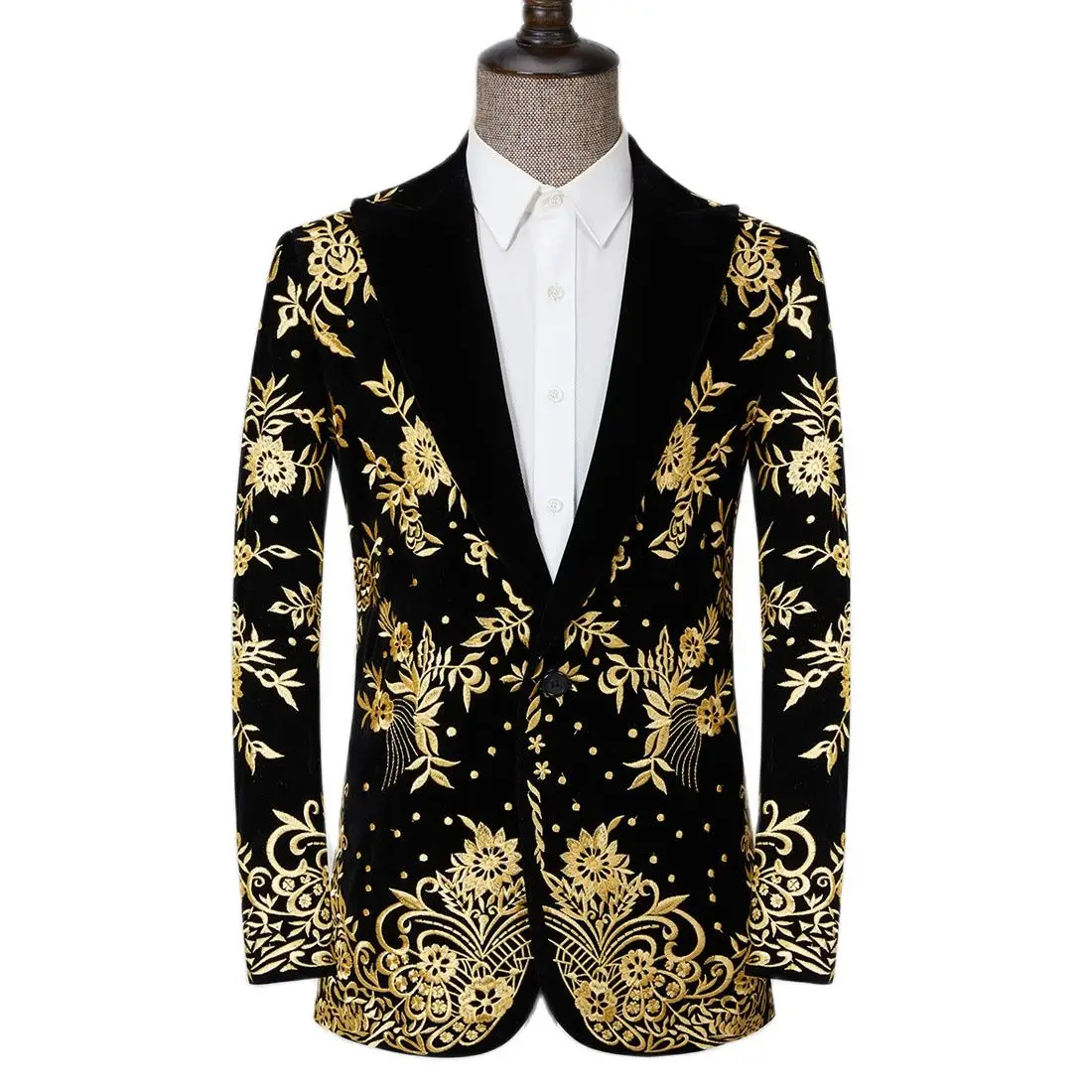 Mens Gold Embroidery Blazer Jacket 2023 Brand New Slim Fit One Button Luxury Tuxedo Blazer Party Banquet Stage Prom Dress Blazer
Mens Gold Embroidery Blazer Jacket 2023 Brand New Slim Fit One Button Luxury Tuxedo Blazer Party Banquet Stage Prom Dress Blazer