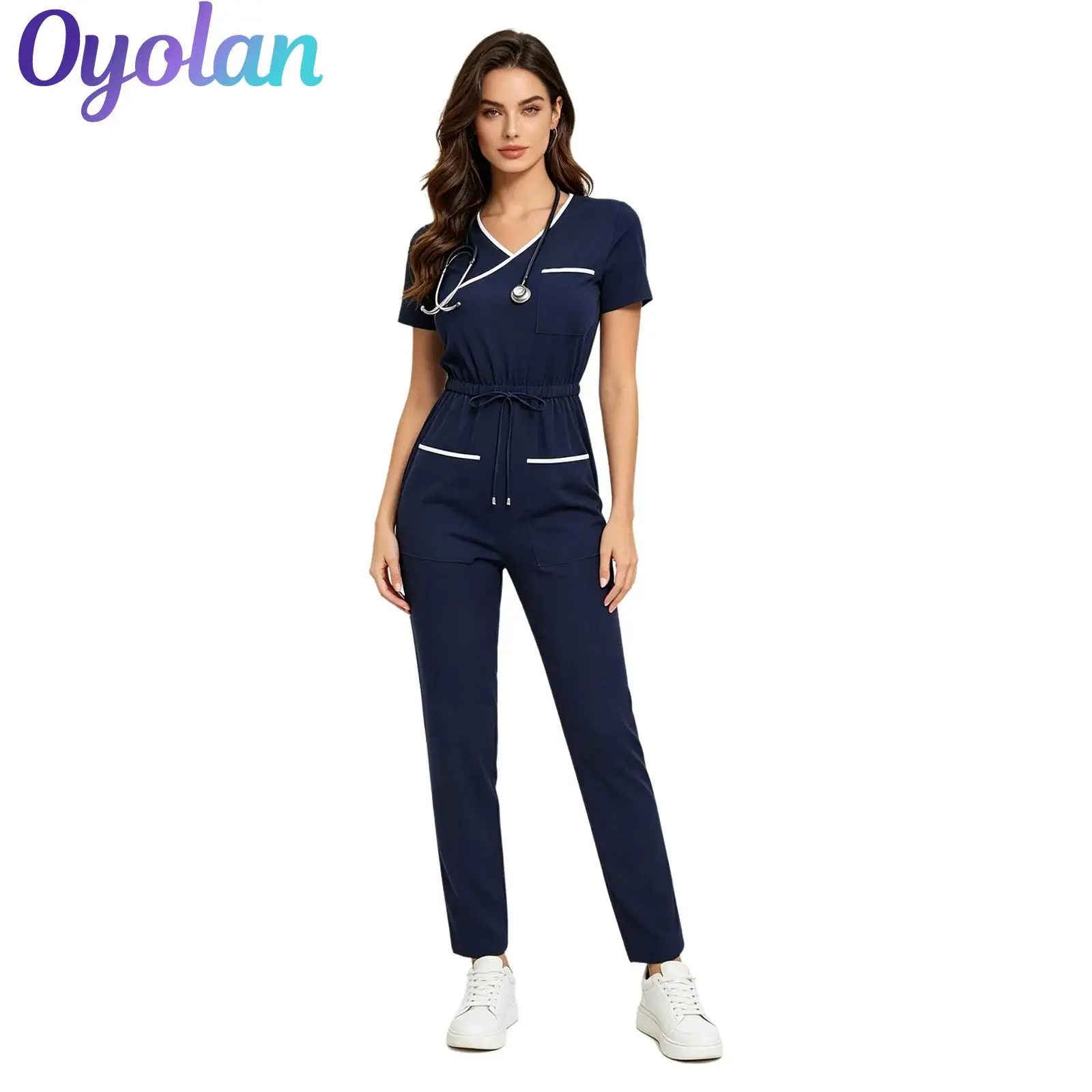 Womens Ladies Scrubs Jumpsuit Medical Nurse Hospital Work Uniform Drawstring Long Pants Back Zipper Rompers Coverall Costume
Womens Ladies Scrubs Jumpsuit Medical Nurse Hospital Work Uniform Drawstring Long Pants Back Zipper Rompers Coverall Costume