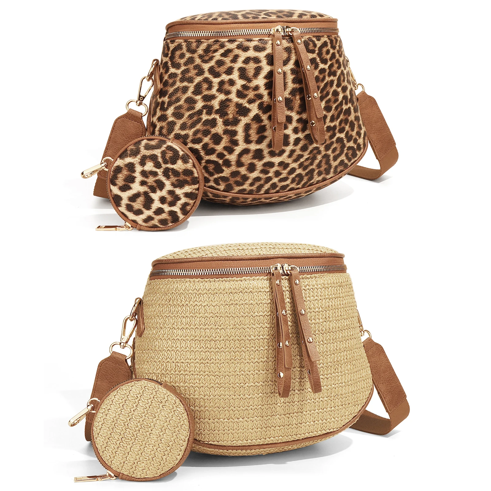 Leopard Print Shell Shaped Shoulder Bag with Mini Pouch Spacious Sling Bag Sling Belt for Women Work Daily Use Travel
Leopard Print Shell Shaped Shoulder Bag with Mini Pouch Spacious Sling Bag Sling Belt for Women Work Daily Use Travel