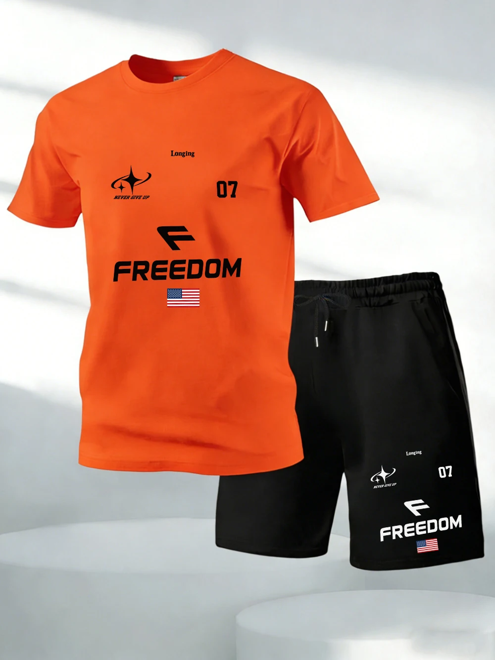 Two Pieces Set Freedom Usa Creative Prints Cotton Tops Shorts Mens O-Neck Oversized Soft T-Shirts Pocket High Waisted Male Pants
Two Pieces Set Freedom Usa Creative Prints Cotton Tops Shorts Mens O-Neck Oversized Soft T-Shirts Pocket High Waisted Male Pants