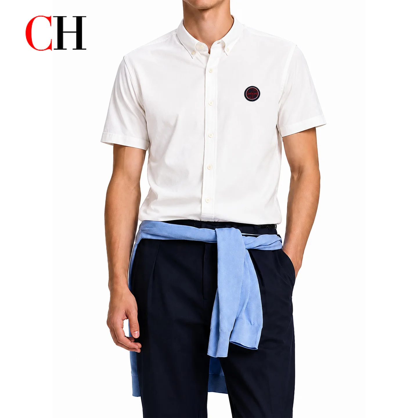 CH Men's White Oxford Short Sleeve Shirt Button Down Collar Circular Patch Logo Cotton Business Formal Casual Button Up Shirts
CH Men's White Oxford Short Sleeve Shirt Button Down Collar Circular Patch Logo Cotton Business Formal Casual Button Up Shirts