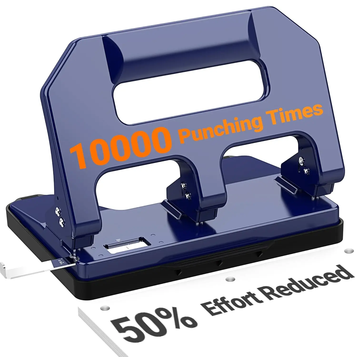 Heavy Duty 3 Hole Punch, 40-Sheet Capacity, 50% Less Effort, Metal Construction, Blue
Heavy Duty 3 Hole Punch, 40-Sheet Capacity, 50% Less Effort, Metal Construction, Blue
