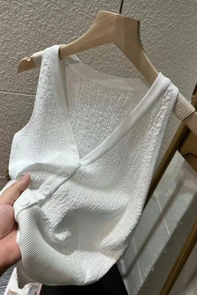 Однотонный вязаный топ, женские короткие топы на пуговицах, женские летние корейские майки 2025 года, топ для женщин, уличная одежда, жилет, майка, женский Z913
Однотонный вязаный топ, женские короткие топы на пуговицах, женские летние корейские майки 2025 года, топ для женщин, уличная одежда, жилет, майка, женский Z913