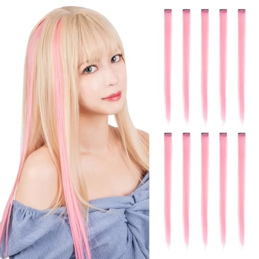 Party Cosplay: 10Pcs Clip-in Color Hair Extensions, 22Inch Straight Heat-Resistant Synthetic Hair, Vibrant Colors for Women Gir
Party Cosplay: 10Pcs Clip-in Color Hair Extensions, 22Inch Straight Heat-Resistant Synthetic Hair, Vibrant Colors for Women Gir