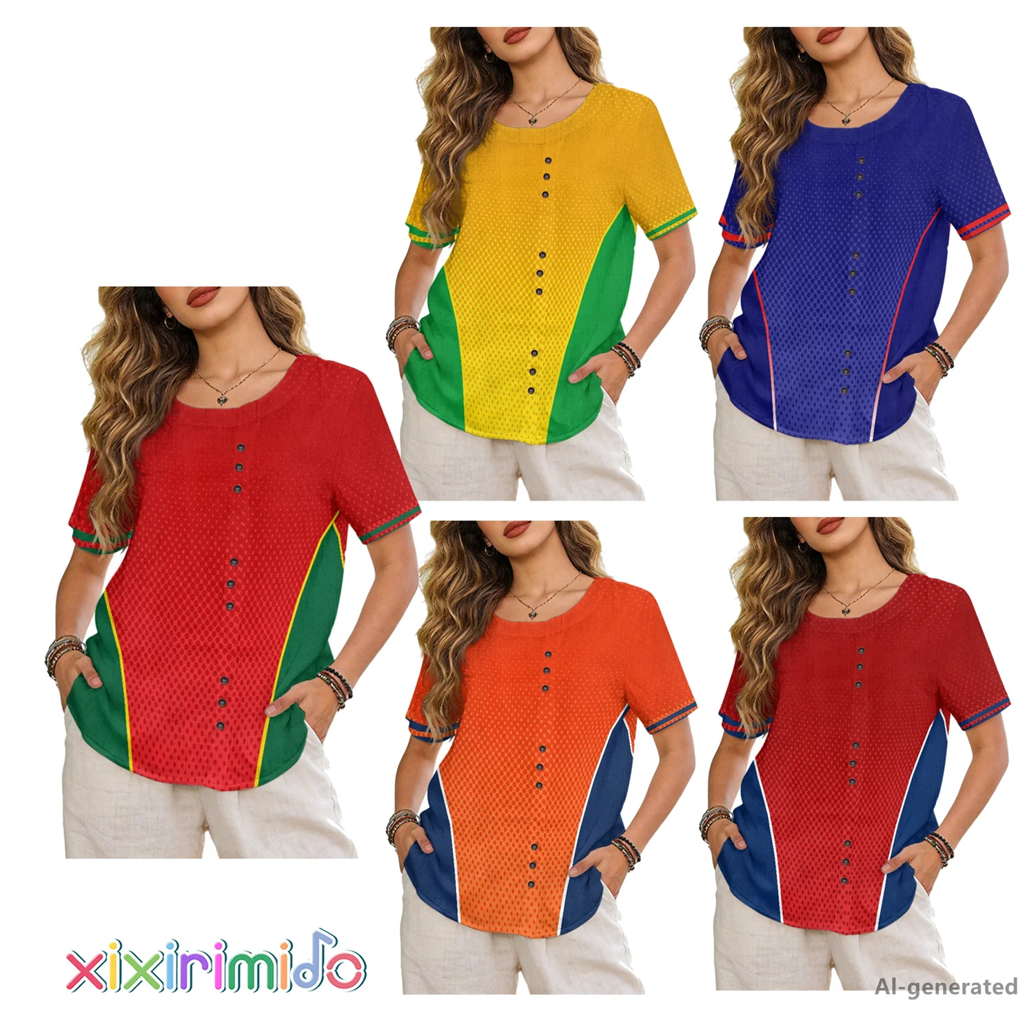 XIXIRIMIDO Summer Women's O-neck Linen Oversized National Flag Minimalist Design Color Collision Pattern Short-Sleeved Shirt
XIXIRIMIDO Summer Women's O-neck Linen Oversized National Flag Minimalist Design Color Collision Pattern Short-Sleeved Shirt