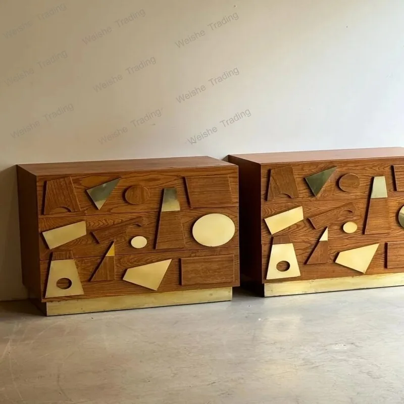 Retro medieval style solid wood geometric modeling designer style, porch cabinet against the wall, locker, modern simple
Retro medieval style solid wood geometric modeling designer style, porch cabinet against the wall, locker, modern simple