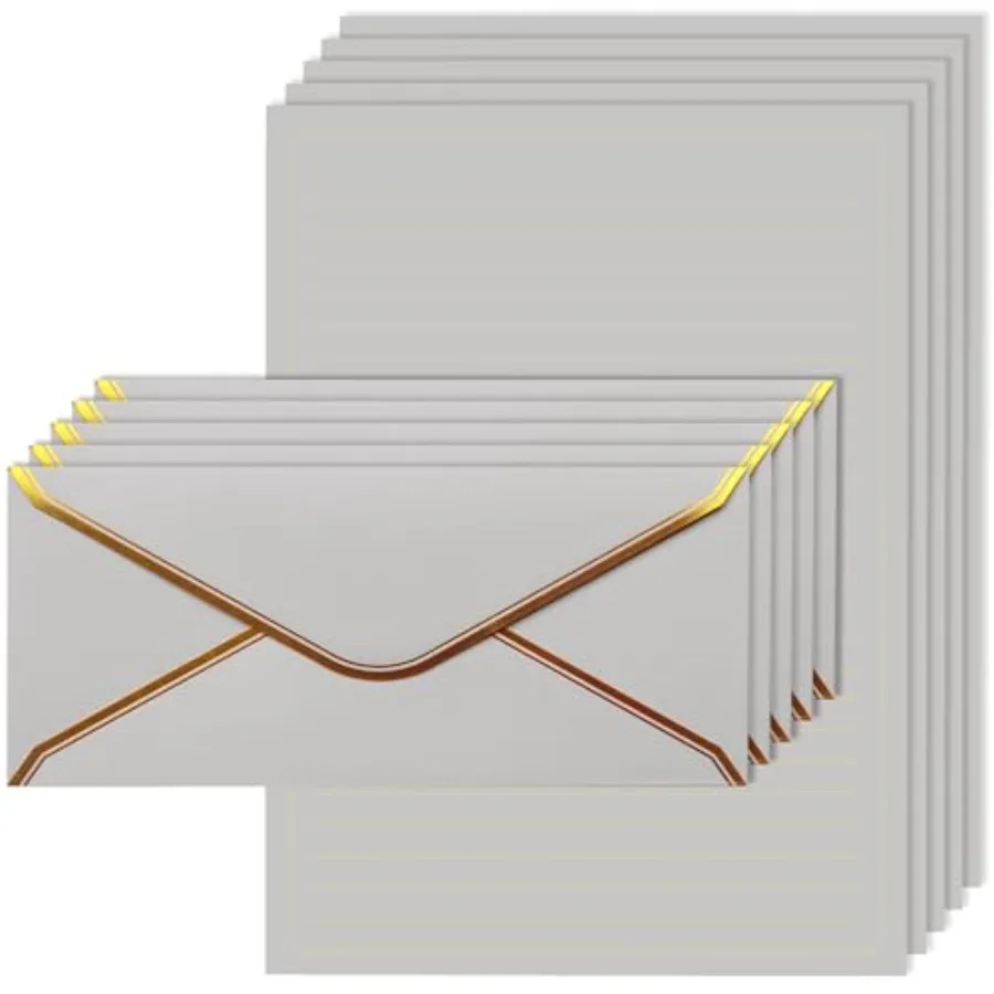 Gold Thread Stationary Paper and Envelopes Set Including 12 Standard Sized Phnom Penh Envelopes and 24 Sheets of Lined Paper Su
Gold Thread Stationary Paper and Envelopes Set Including 12 Standard Sized Phnom Penh Envelopes and 24 Sheets of Lined Paper Su