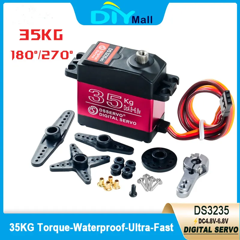 DS3235 35KG High Torque Digital Servo Waterproof Metal Gear High Speed RC Baja Servo for 1/8 1/10 Scale Cars & Trucks
DS3235 35KG High Torque Digital Servo Waterproof Metal Gear High Speed RC Baja Servo for 1/8 1/10 Scale Cars & Trucks
