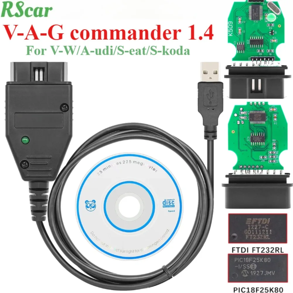 V-A-G K+CAN Commander 1.4 Cable with FTDI FT232RL PIC18F25K80 Chip OBD2 Car Diagnostic Scanner Tools for V-W/A-udi for S-koda
V-A-G K+CAN Commander 1.4 Cable with FTDI FT232RL PIC18F25K80 Chip OBD2 Car Diagnostic Scanner Tools for V-W/A-udi for S-koda