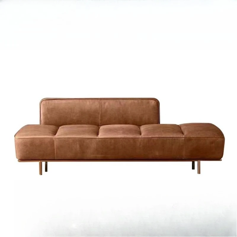 Medieval style oil wax leather sofa in-line row three-seater living room small apartment without armrests Simple chaise longue
Medieval style oil wax leather sofa in-line row three-seater living room small apartment without armrests Simple chaise longue