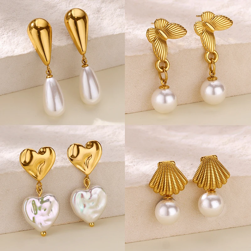 Imitation Pearl Heart Earrings for Women Stainless Steel Gold Color Shell Earrings Fashion Wedding Waterproof Jewelry Gift
Imitation Pearl Heart Earrings for Women Stainless Steel Gold Color Shell Earrings Fashion Wedding Waterproof Jewelry Gift