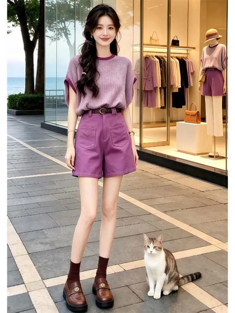 Summer Casual Loose Women's T-Shirt And Denim Shorts Set Color Block Short Sleeve High Waist Fashion Outfit for Young Women
Summer Casual Loose Women's T-Shirt And Denim Shorts Set Color Block Short Sleeve High Waist Fashion Outfit for Young Women