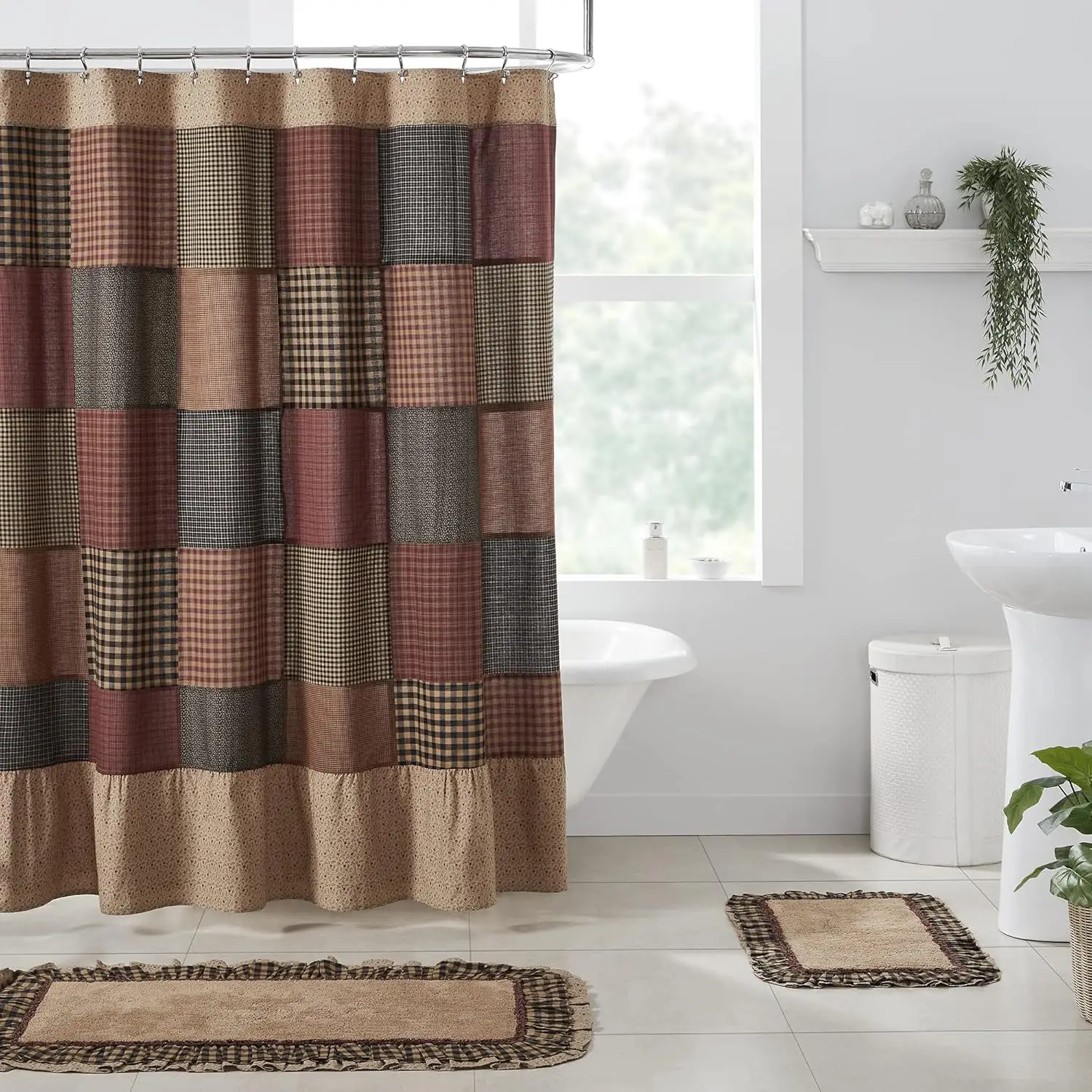 Maisie Patchwork Shower Curtain in Tan, 72x72 Inches, Waterproof and Stylish for Bathroom Decor
Maisie Patchwork Shower Curtain in Tan, 72x72 Inches, Waterproof and Stylish for Bathroom Decor