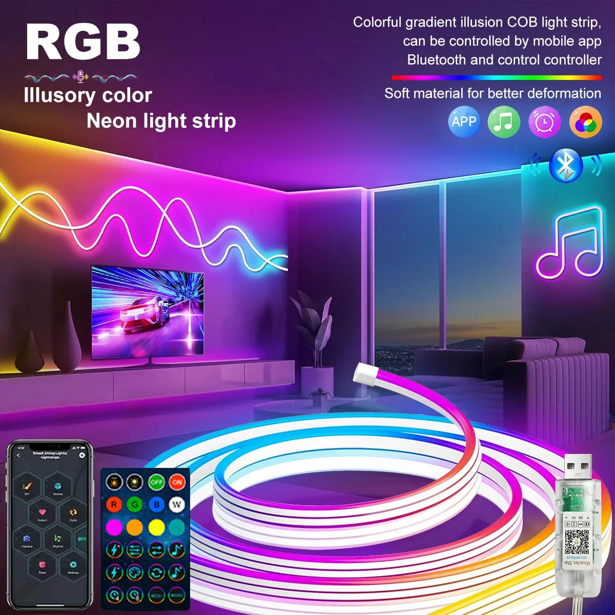 5 В светодиодные ленты Bluetooth RGBIC неоновая лента с дистанционным управлением с синхронизацией музыки DIY украшение дома для спальни изменение окружающего света
5 В светодиодные ленты Bluetooth RGBIC неоновая лента с дистанционным управлением с синхронизацией музыки DIY украшение дома для спальни изменение окружающего света