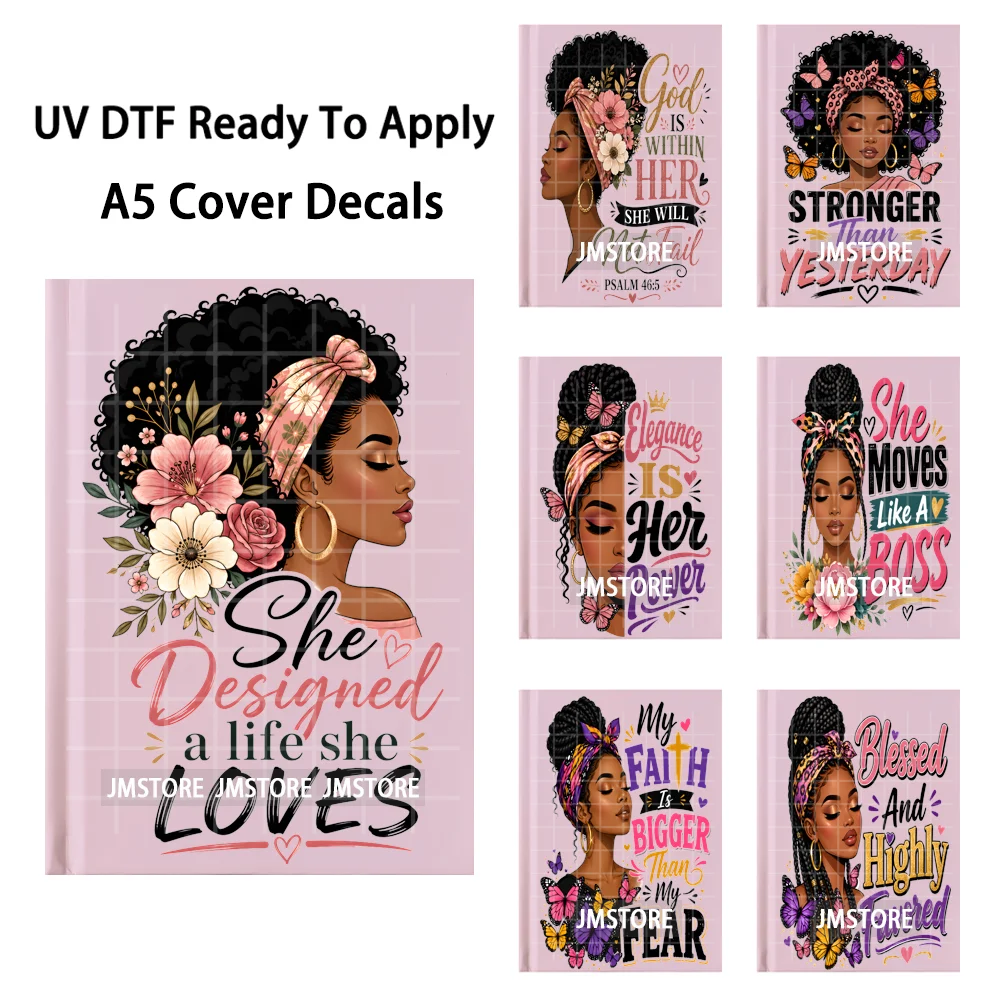 Inspired Black Queen Melanin Magic UV DTF Notebook Cover Decals Ready To Apply Durable Transfer Stickers For A5 Journal Cover
Inspired Black Queen Melanin Magic UV DTF Notebook Cover Decals Ready To Apply Durable Transfer Stickers For A5 Journal Cover
