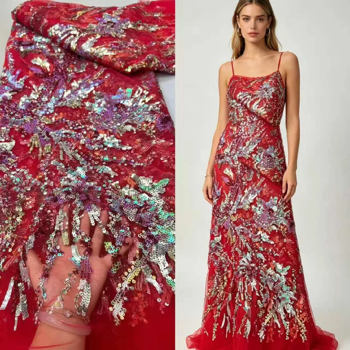 Luxurious African Sequins Lace Fabric High Quality 2026 Heavy Beads Embroidery French Tulle Lace for Wedding Dress
Luxurious African Sequins Lace Fabric High Quality 2026 Heavy Beads Embroidery French Tulle Lace for Wedding Dress