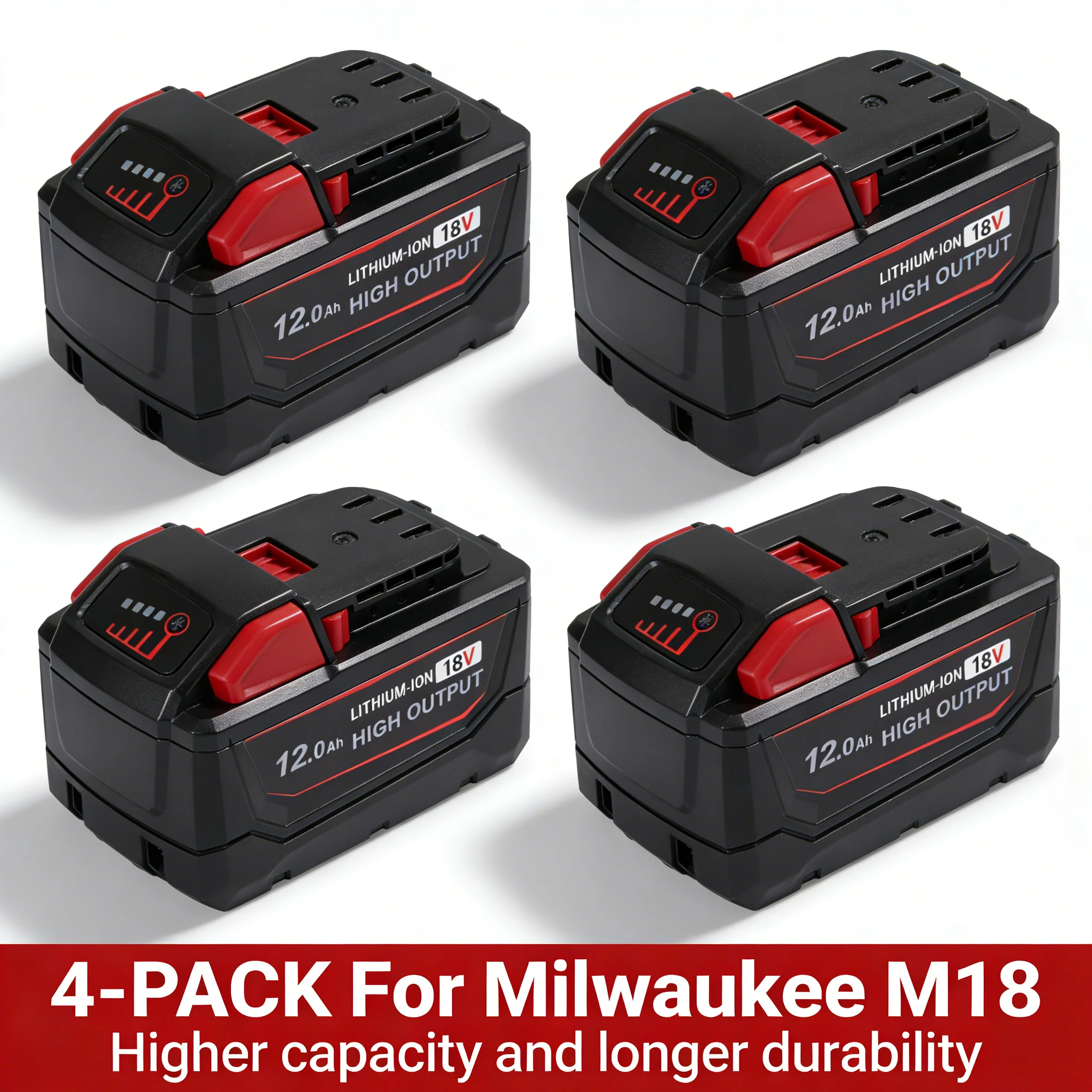 4 Pack 12 0Ah 18V Lithium Battery for Milwaukee M18 48 11 1850 48 11 1860
4 Pack 12 0Ah 18V Lithium Battery for Milwaukee M18 48 11 1850 48 11 1860