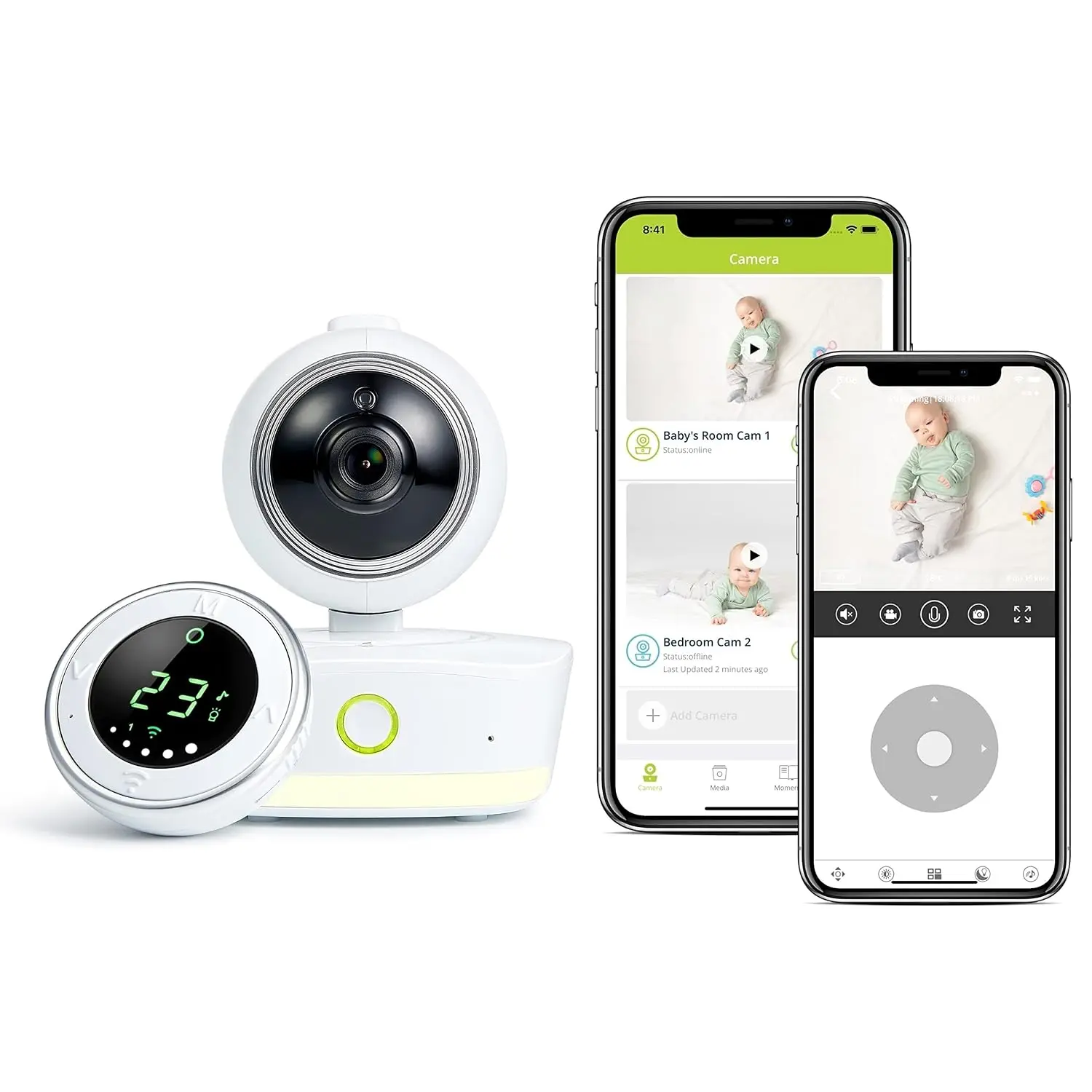Baby Monitor: Full HD 1080p Video, Pan-and-Tilt, Temperature Sensor, Motion and Sound Alert, Stand-Alone Audio Monitor Unit (with Breathing Sensor Mat)
Baby Monitor: Full HD 1080p Video, Pan-and-Tilt, Temperature Sensor, Motion and Sound Alert, Stand-Alone Audio Monitor Unit (with Breathing Sensor Mat)