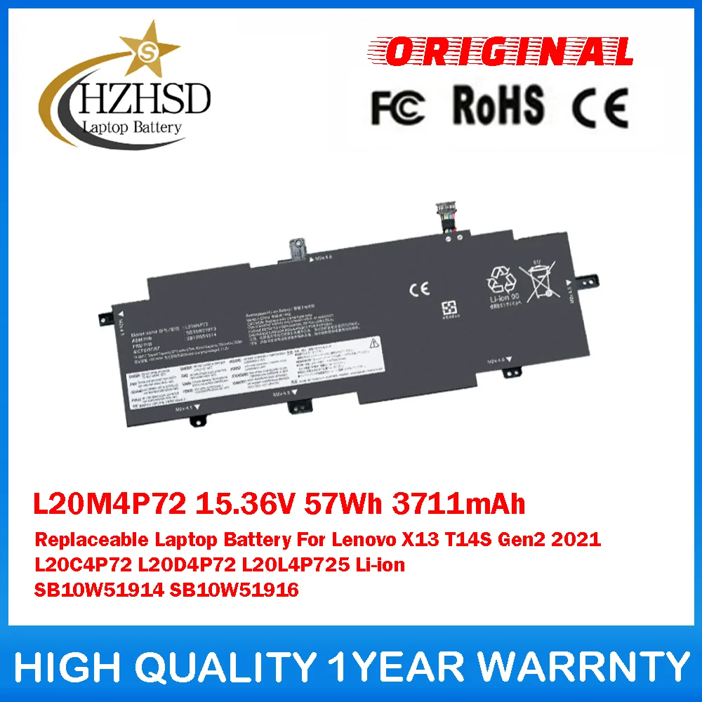 L20M4P72 15,36 В 57 Втч 3711 мАч Сменный аккумулятор для ноутбука Lenovo X13 T14S Gen2 2021 L20C4P72 L20D4P72 L20L4P725 SB10W51914
L20M4P72 15,36 В 57 Втч 3711 мАч Сменный аккумулятор для ноутбука Lenovo X13 T14S Gen2 2021 L20C4P72 L20D4P72 L20L4P725 SB10W51914