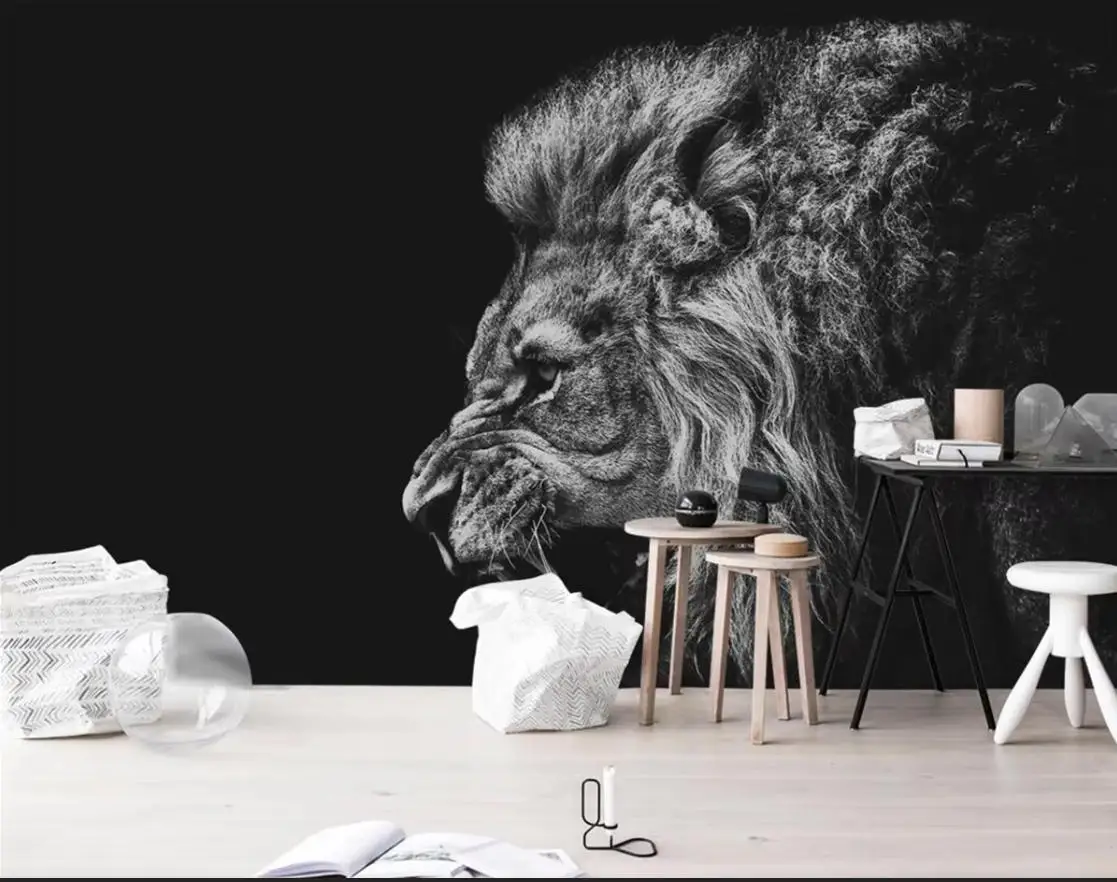 Custom 3d Wallpaper black and white lion Mural home decoration living room bedroom background wall self-adhesive material Murals
Custom 3d Wallpaper black and white lion Mural home decoration living room bedroom background wall self-adhesive material Murals