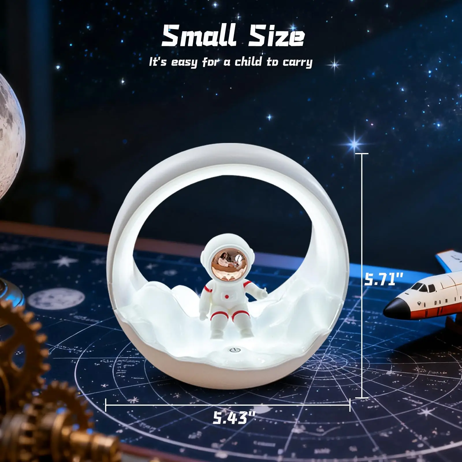Astronaut Night Light for Kids - 9-Level Dimmable Warm/Cold Light, Rechargeable Tap Control Space-Themed Lamp for Bedroom
Astronaut Night Light for Kids - 9-Level Dimmable Warm/Cold Light, Rechargeable Tap Control Space-Themed Lamp for Bedroom